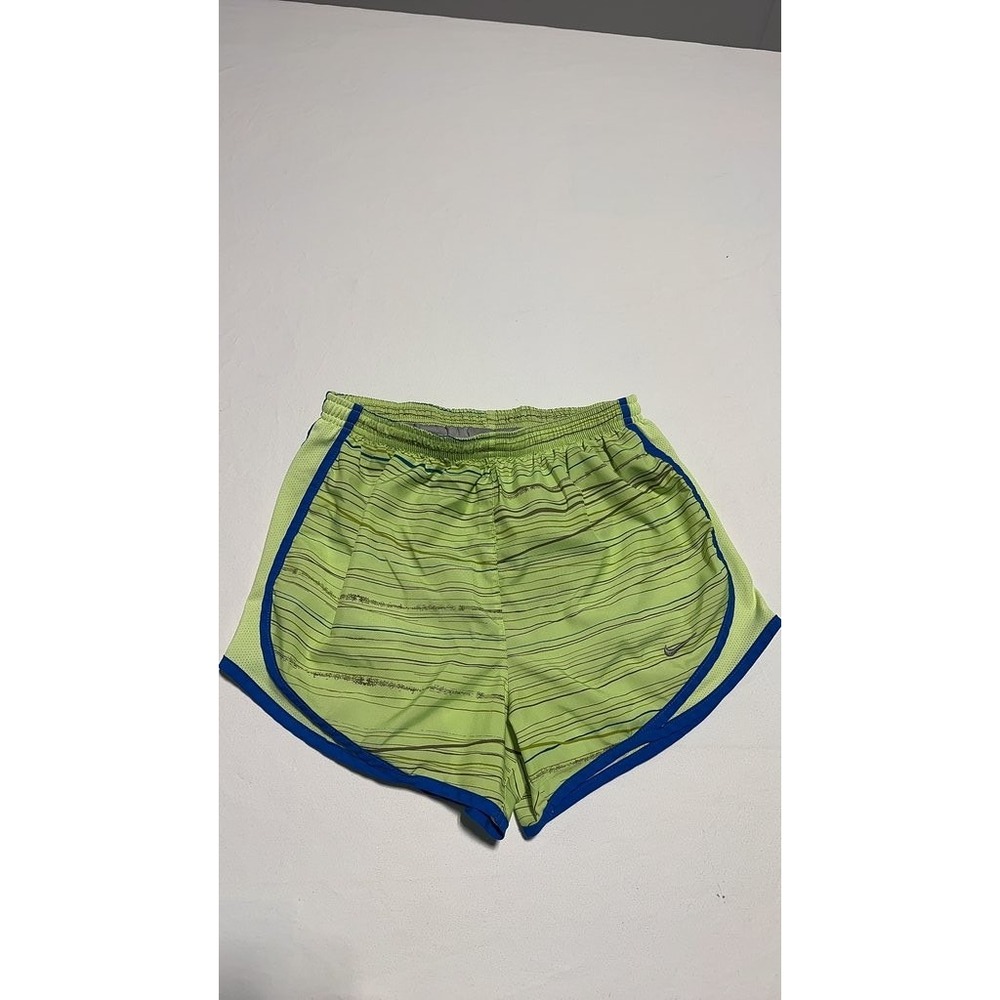 Nike Dri-FIT Green Running Shorts Blue Trim Striped Women's Size Small 7-16